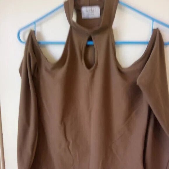 Zawary brown cold shoulder bodysuit M - Picture 4 of 6